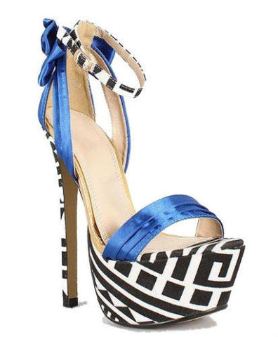 Blue Pleated Bow Open toe