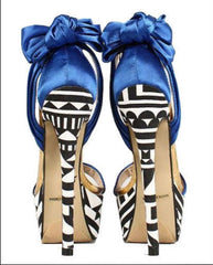 Blue Pleated Bow Open toe