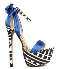 Blue Pleated Bow Open toe